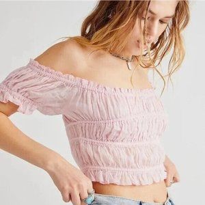 Free people FP One Cheri Top Smocked Cropped Petal New